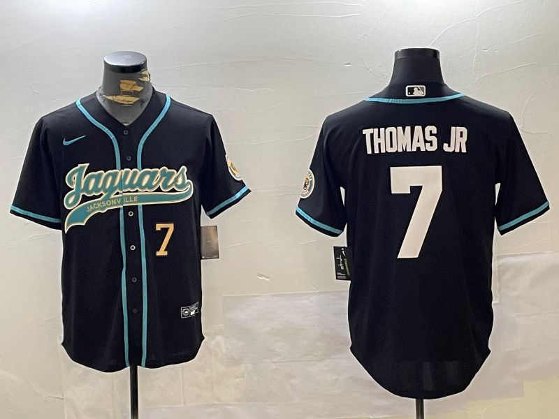 Men Jacksonville Jaguars 7 Thomas jr Black Joint Name 2024 Nike Limited NFL Jersey style 2
